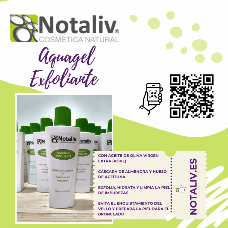 Aquagel exfoliante con cascara de almendras y hueso de aceituna y aove